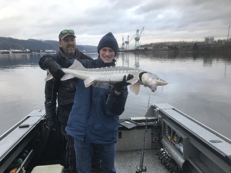 My First White Sturgeon near Scappoose